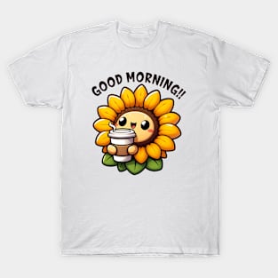 Good Morning Sunflower Design T-Shirt